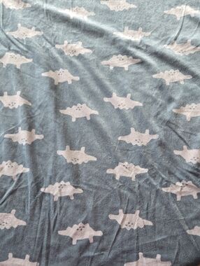 Carter's Light Blue Baby Blanket with White Dinosaur Motif